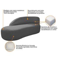 Divã Recamier Curvo Luna 160cm Lado Esquerdo Linho Cor Cinza Escuro - 5