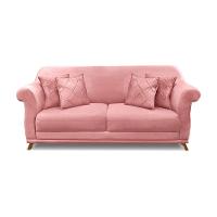 Sofá 3 Lugares Pé De Madeira Julieta 200 Cm Veludo Rosa S04 - D'rossi - 5