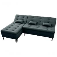 Sofá Cama Com Chaise 3 Lugares 2,00 Mts Nice Matrix Preto