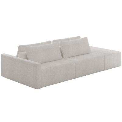 Sofá Ilha Modular Para Sala 252cm Com Puff Dublin K01 Bouclê Creme - Lyam Decor