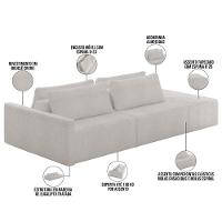 Sofá Ilha Modular Para Sala 252cm Com Puff Dublin K01 Bouclê Creme - Lyam Decor - 7