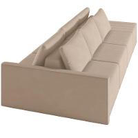 Sofá Ilha Modular Para Sala 312cm Com Puff Dublin K01 Veludo Bege - Lyam Decor