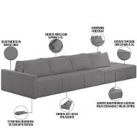 Sofá Ilha Modular Para Sala 392cm Com Puff Dublin K01 Bouclê Cinza - Lyam Decor - 7