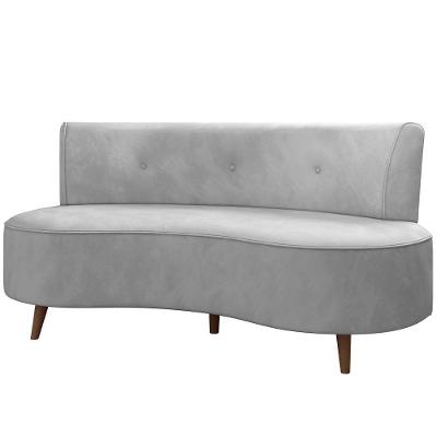Sofá Chaise Living 2 Lugares 135cm Sala De Estar Istambul K01 Veludo Cinza - Lyam Decor