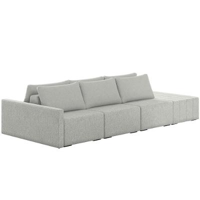Sofá Ilha Modular Para Sala 312cm Com Puff Dublin K01 Linho Cinza - Lyam Decor