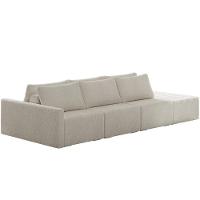Sofá Ilha Modular Para Sala 342cm Com Puff Dublin K01 Bouclê Bege - Lyam Decor - 1