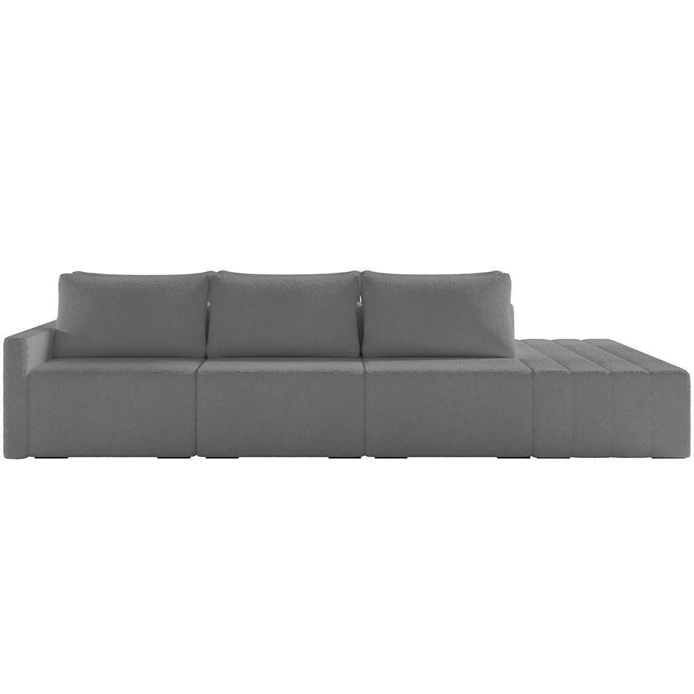 Sofá Ilha Modular Para Sala 342cm Com Puff Dublin K01 Bouclê Cinza - Lyam Decor - 5