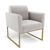 Sofá Namoradeira Com Poltrona Base Industrial Dourado Marisa Veludo Cinza D03 - D'rossi - 8