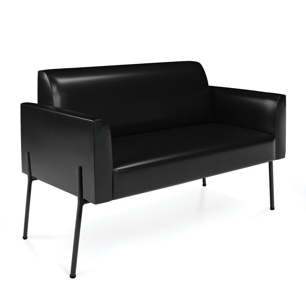 Sofá Namoradeira 2 Lugares Pé De Ferro Preto Para Sala Marisa Corano Preto D03 - D'rossi - 1