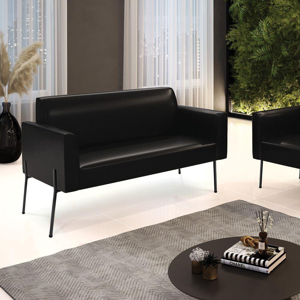 Sofá Namoradeira 2 Lugares Pé De Ferro Preto Para Sala Marisa Corano Preto D03 - D'rossi - 5