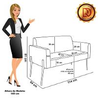 Sofá Namoradeira 2 Lugares Pé De Ferro Preto Para Sala Marisa Corano Preto D03 - D'rossi - 3