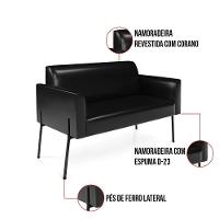 Sofá Namoradeira 2 Lugares Pé De Ferro Preto Para Sala Marisa Corano Preto D03 - D'rossi