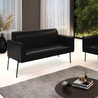 Sofá Namoradeira 2 Lugares Pé De Ferro Preto Para Sala Marisa Corano Preto D03 - D'rossi - 5