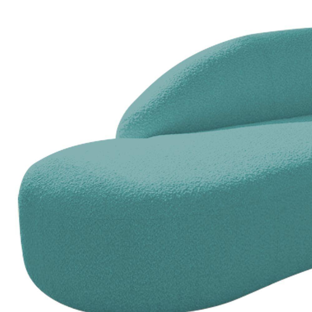 Divã Recamier Curvo Luna 185cm Lado Esquerdo Suede Azul Turquesa - 4