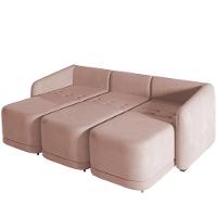 Sofá Cama Para Sala De Estar 3 Lugares 246cm Montserrat K01 Veludo Rosê - Lyam Decor - 3