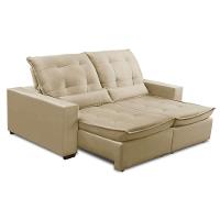 Sofa Retratil Reclinavel 2 Lugares 2,80m Atlantis Veludo Bege Lansofbr - 1