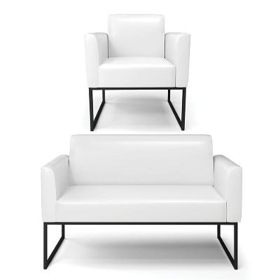 Sofá Namoradeira Com Poltrona Base Industrial Preto Marisa Corano Branco D03 - D'rossi