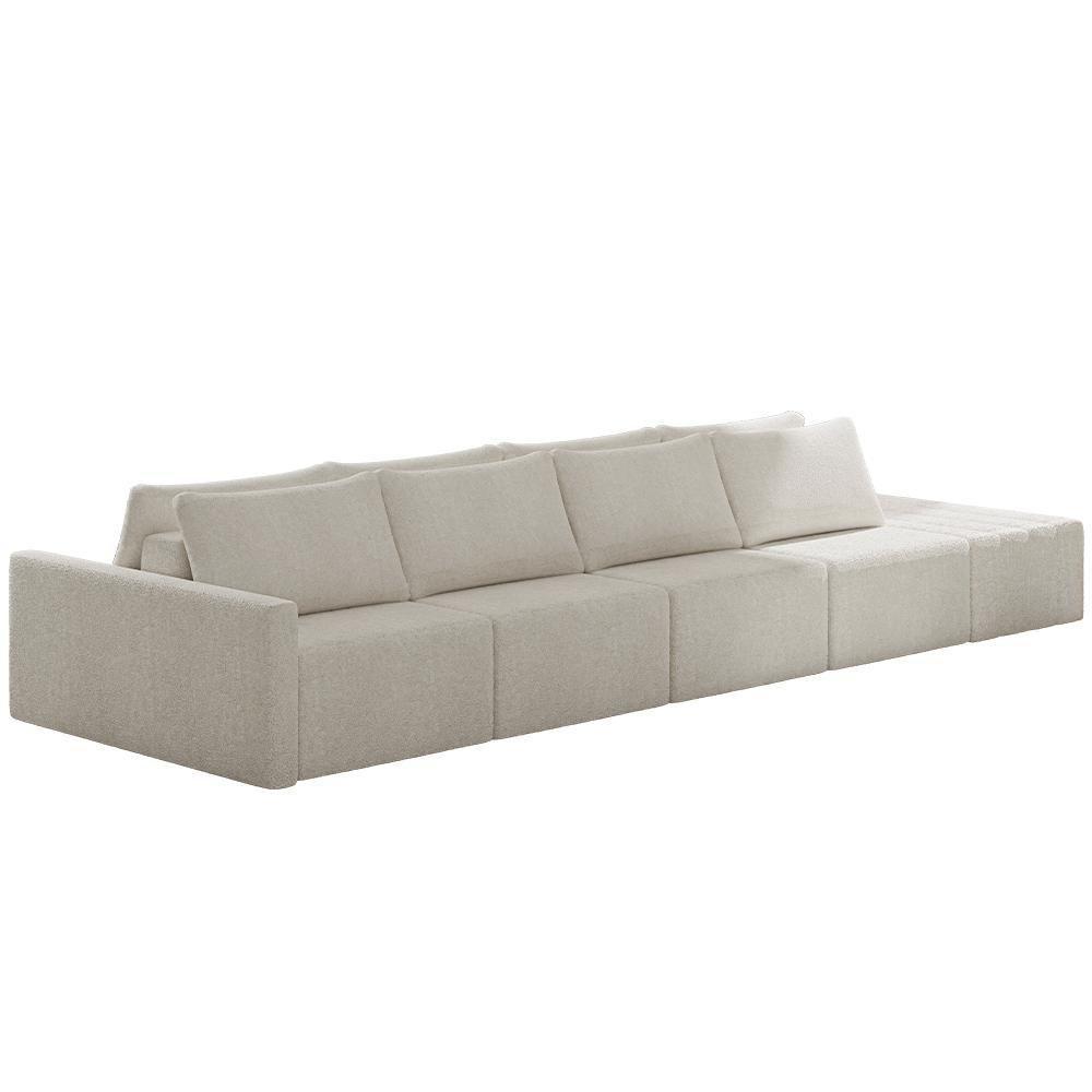 Sofá Ilha Modular Para Sala 392cm Com Puff Dublin K01 Bouclê Bege - Lyam Decor - 1
