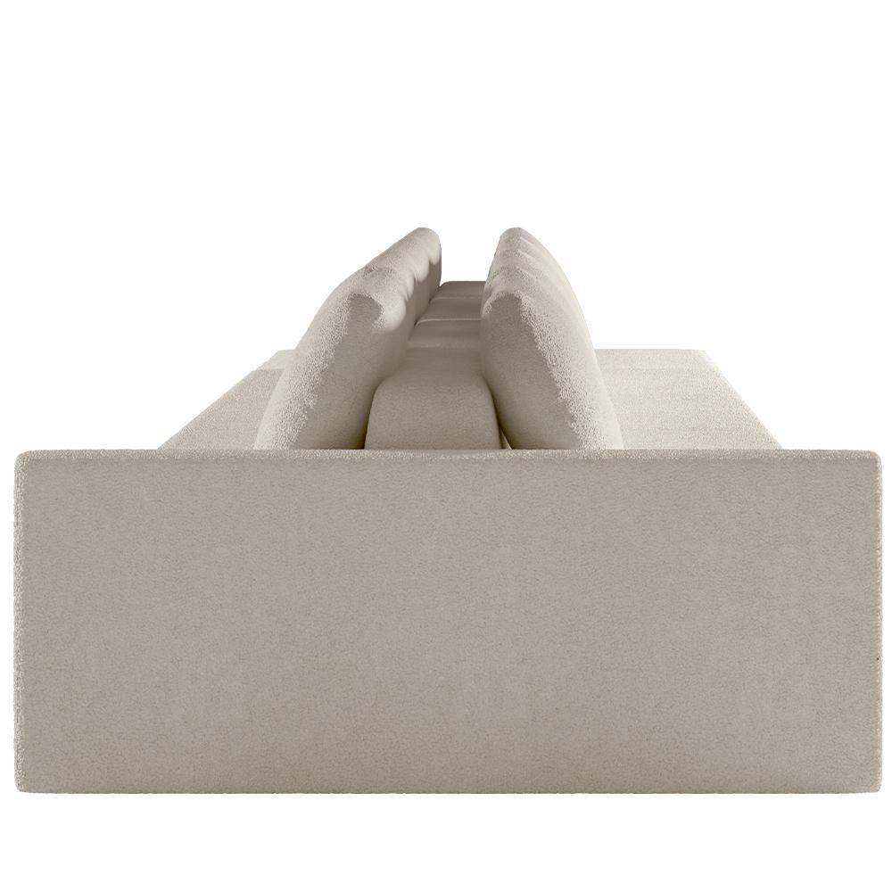 Sofá Ilha Modular Para Sala 392cm Com Puff Dublin K01 Bouclê Bege - Lyam Decor - 4