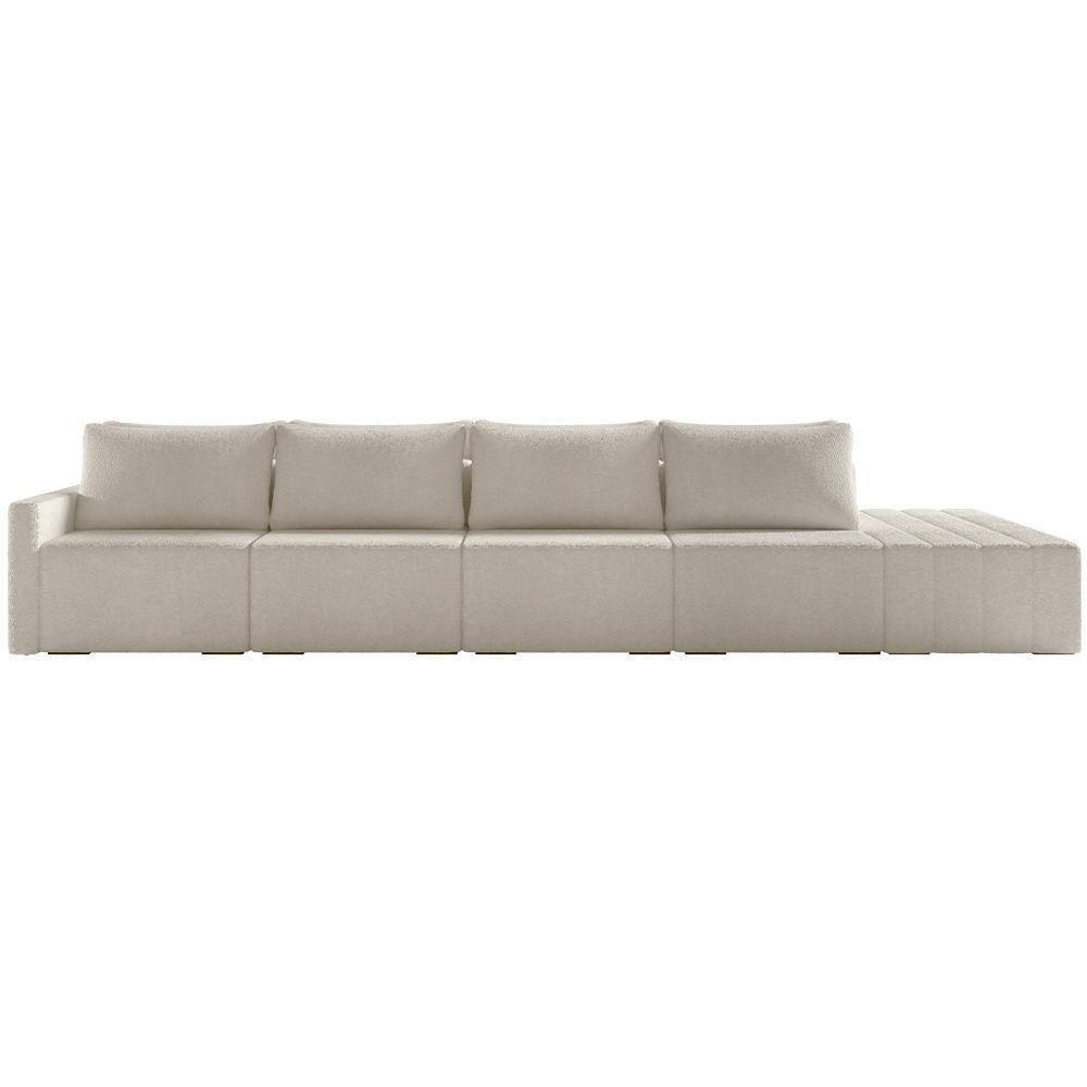 Sofá Ilha Modular Para Sala 392cm Com Puff Dublin K01 Bouclê Bege - Lyam Decor - 5
