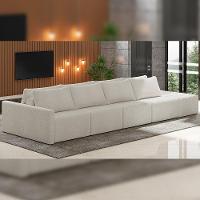 Sofá Ilha Modular Para Sala 392cm Com Puff Dublin K01 Bouclê Bege - Lyam Decor - 6