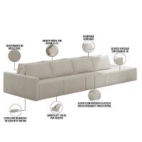 Sofá Ilha Modular Para Sala 392cm Com Puff Dublin K01 Bouclê Bege - Lyam Decor - 7
