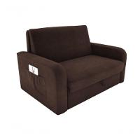 Sofá Cama Daiane 2 Lugares Com Baú Suede Marrom Matrix - 1