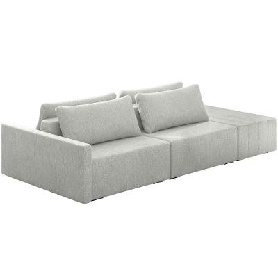 Sofá Ilha Modular Para Sala 232cm Com Puff Dublin K01 Linho Cinza - Lyam Decor
