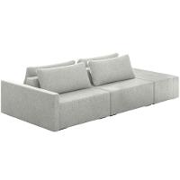 Sofá Ilha Modular Para Sala 232cm Com Puff Dublin K01 Linho Cinza - Lyam Decor - 1