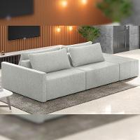 Sofá Ilha Modular Para Sala 232cm Com Puff Dublin K01 Linho Cinza - Lyam Decor - 6