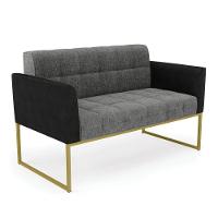 Sofá Namoradeira E Poltrona Base Industrial Dourado Elisa Preto-linho Grafite A26 D03 - D'rossi - 3