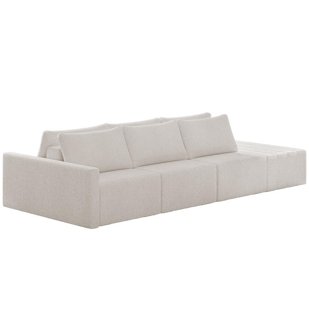 Sofá Ilha Modular Para Sala 342cm Com Puff Dublin K01 Bouclê Creme - Lyam Decor - 1