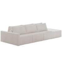 Sofá Ilha Modular Para Sala 342cm Com Puff Dublin K01 Bouclê Creme - Lyam Decor - 1