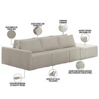 Sofá Ilha Modular Para Sala 312cm Com Puff Dublin K01 Bouclê Bege - Lyam Decor - 7