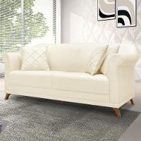 Sofá 3 Lugares Pé De Madeira Julieta 200 Cm Linho Pérola S04 - D'rossi - 6