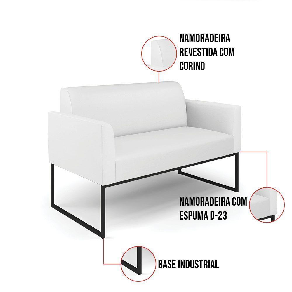 Sofá Namoradeira Com Poltrona Base Industrial Preto Marisa Corino Branco D03 - D'rossi - 3