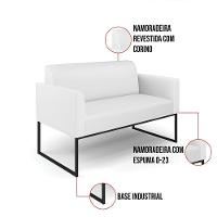 Sofá Namoradeira Com Poltrona Base Industrial Preto Marisa Corino Branco D03 - D'rossi - 3