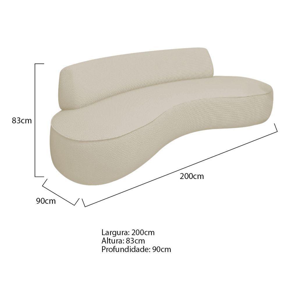 Sofá Curvo 3 Lugares Amsterdã 200cm Bouclé - Doce Sonho Móveis Cor Bege - 4