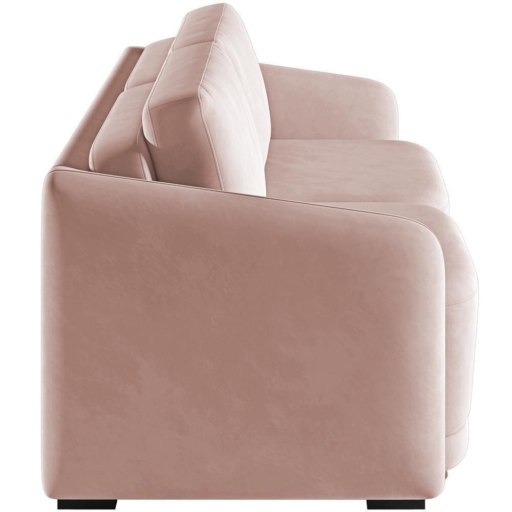 Sofá Cama Para Sala De Estar 2 Lugares 216cm Montserrat K01 Veludo Rosê - Lyam Decor - 2