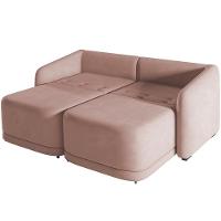 Sofá Cama Para Sala De Estar 2 Lugares 216cm Montserrat K01 Veludo Rosê - Lyam Decor - 3