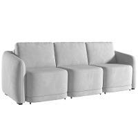 Sofá Cama Para Sala De Estar 3 Lugares 276cm Montserrat K01 Veludo Cinza - Lyam Decor - 1