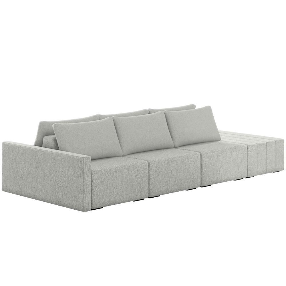 Sofá Ilha Modular Para Sala 342cm Com Puff Dublin K01 Linho Cinza - Lyam Decor - 1