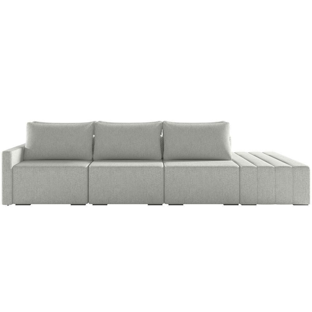 Sofá Ilha Modular Para Sala 342cm Com Puff Dublin K01 Linho Cinza - Lyam Decor - 5