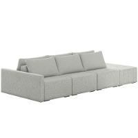 Sofá Ilha Modular Para Sala 342cm Com Puff Dublin K01 Linho Cinza - Lyam Decor - 1