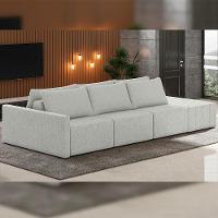Sofá Ilha Modular Para Sala 342cm Com Puff Dublin K01 Linho Cinza - Lyam Decor - 6