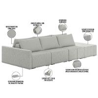 Sofá Ilha Modular Para Sala 342cm Com Puff Dublin K01 Linho Cinza - Lyam Decor - 7