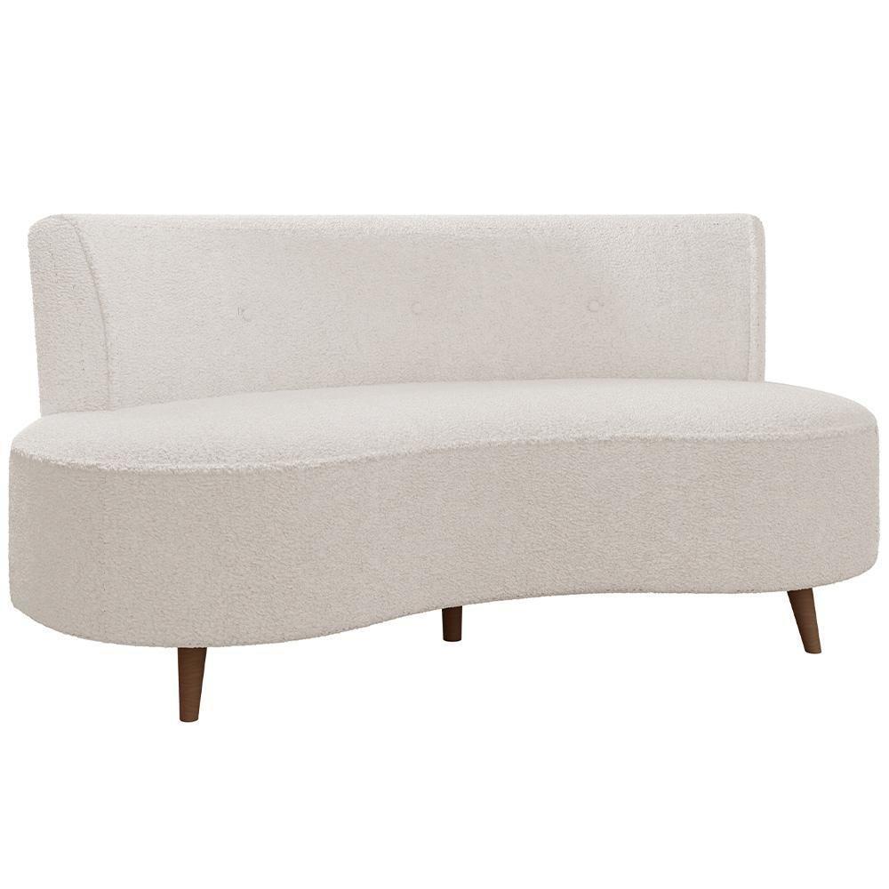 Sofá Chaise Living 2 Lugares 135cm Sala De Estar Istambul K01 Bouclê Creme - Lyam Decor - 1