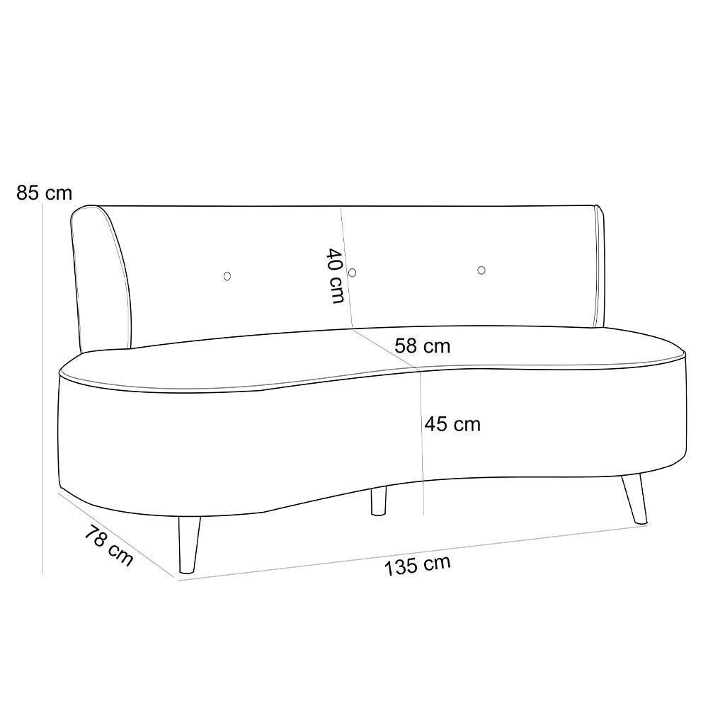 Sofá Chaise Living 2 Lugares 135cm Sala De Estar Istambul K01 Bouclê Creme - Lyam Decor - 3