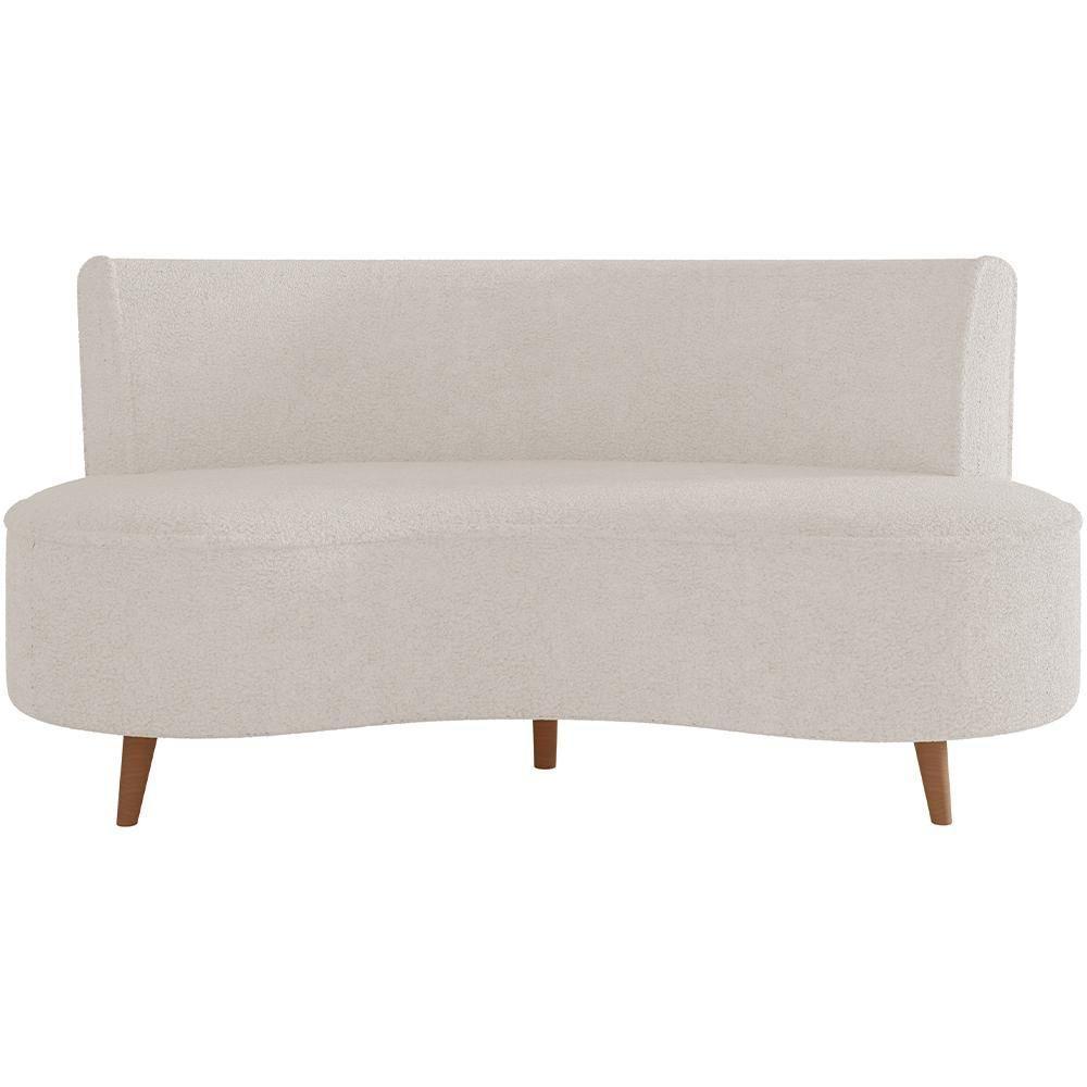 Sofá Chaise Living 2 Lugares 135cm Sala De Estar Istambul K01 Bouclê Creme - Lyam Decor - 5