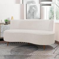 Sofá Chaise Living 2 Lugares 135cm Sala De Estar Istambul K01 Bouclê Creme - Lyam Decor - 6